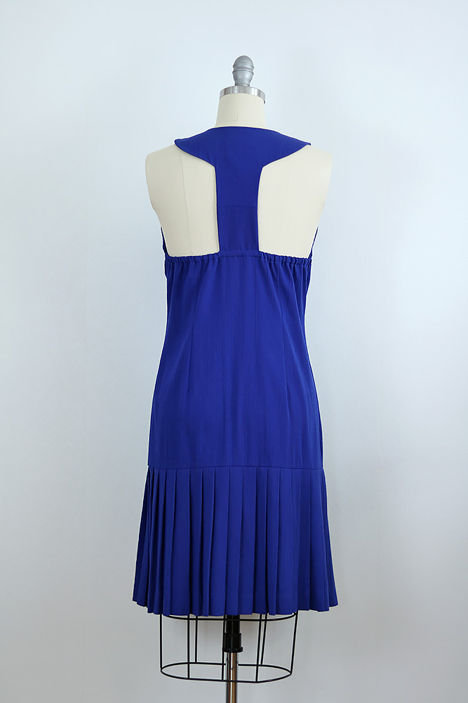 Reworked Blue Pleated Hem Halter Dress | Paper Michey