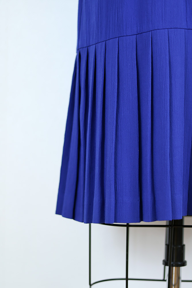 Reworked Blue Pleated Hem Halter Dress Paper Michey